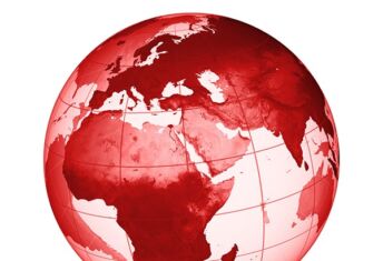 illustration of red and white globe