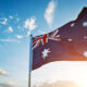 Waving Australia flag in the air