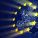 European Union flag on Earth background.