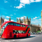 London Big Ben and traffic on Westminster Bridge