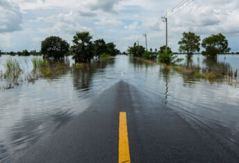 A partially flooded road