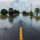 A partially flooded road